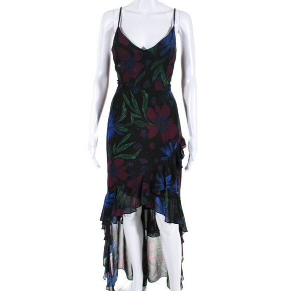 Badgley Mischka Dresses & Skirts - Badgley Mischka Womens Black Ruffle High Low Dress Size 8 12739312